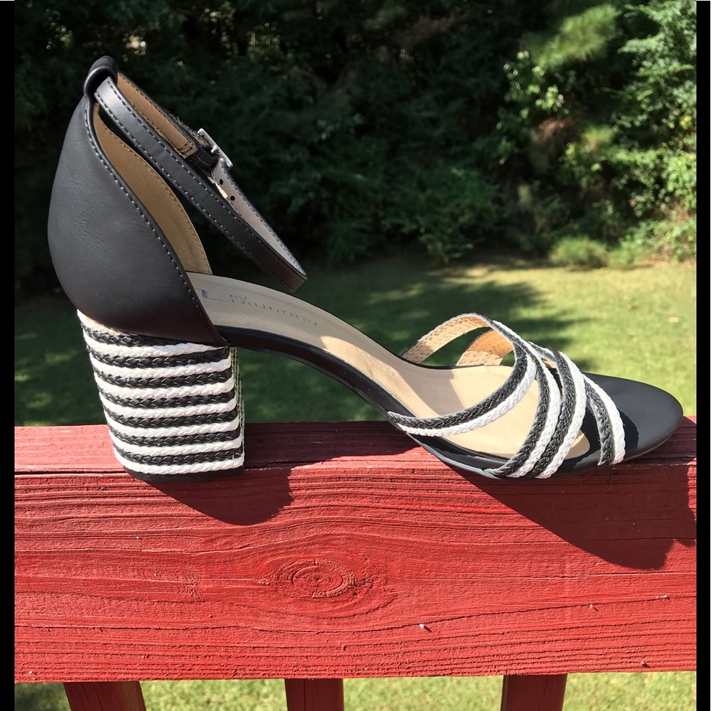 CL BY LAUNDRY JUMPOFF BRAIDED BLACK/WHITE SANDALS - Picture 7 of 8